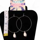  Big Circle White Stone Hoop Earrings