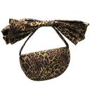  Leopard Print Ribbon Shoulder Evening Bag Taupe