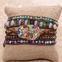  Natural Stone Multi Color Vegan Wrap Bracelet