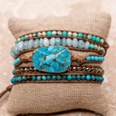  Natural Stone Turquoise Color Vegan Wrap Bracelet