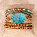  Turquoise Jasper Color Vegan Wrap Bracelet