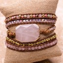  Natural Pink Stone Vegan Wrap Bracelet