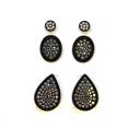  Black AB Stone Trio Earring Set - FREE SHIPPING