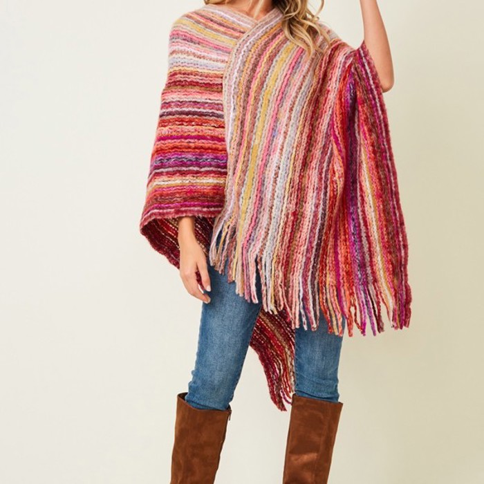 Multicolor Fringe Ponchos - 4 Styles