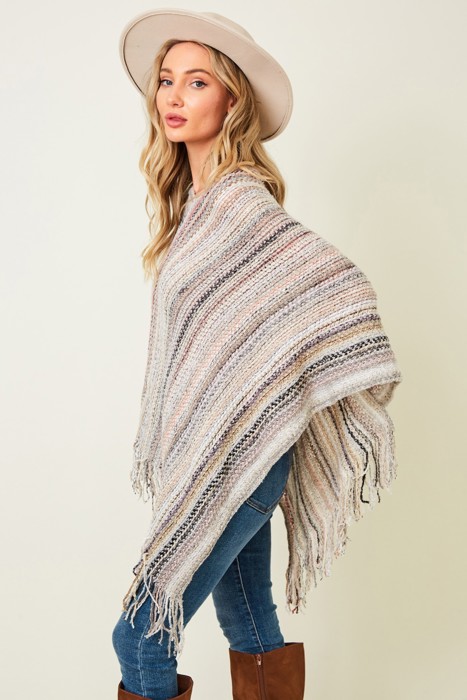 Multicolor Fringe Ponchos - 4 Styles