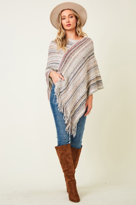 Multicolor Fringe Ponchos - 4 Styles