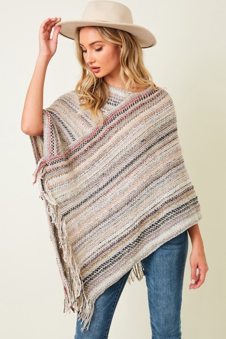 Multicolor Fringe Ponchos - 4 Styles