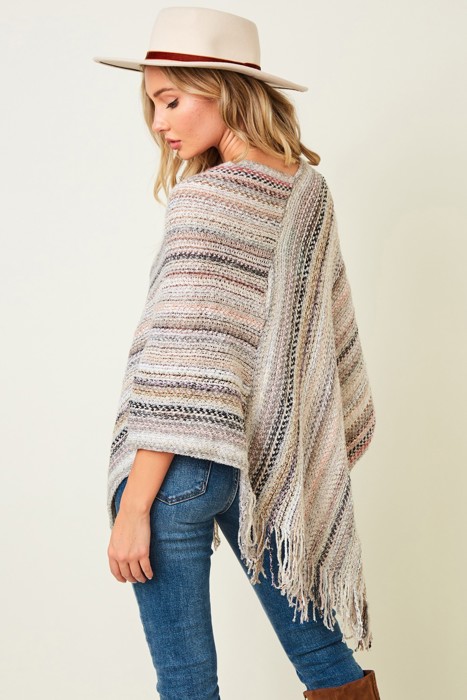 Multicolor Fringe Ponchos - 4 Styles