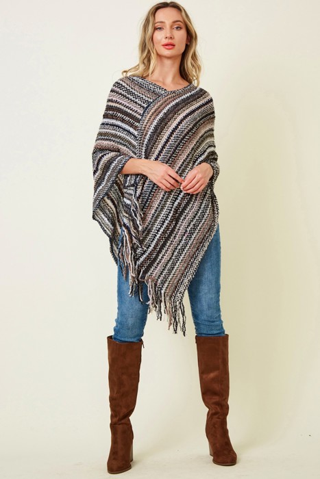 Multicolor Fringe Ponchos - 4 Styles