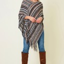 BLACK Multicolor Fringe Ponchos - 4 Styles