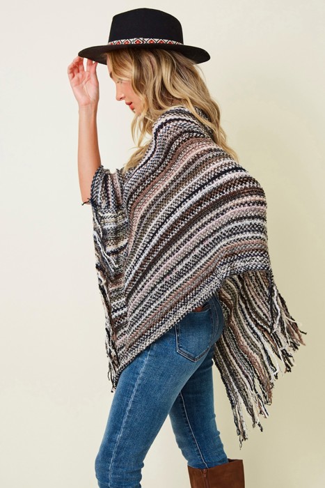 Multicolor Fringe Ponchos - 4 Styles