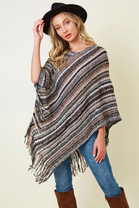 Multicolor Fringe Ponchos - 4 Styles