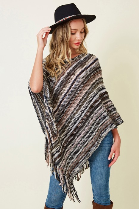 Multicolor Fringe Ponchos - 4 Styles