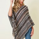 BLACK Multicolor Fringe Ponchos - 4 Styles