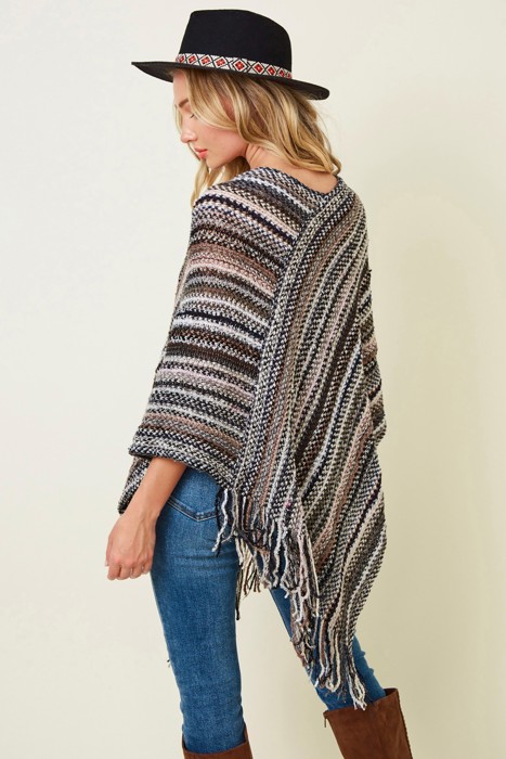 Multicolor Fringe Ponchos - 4 Styles