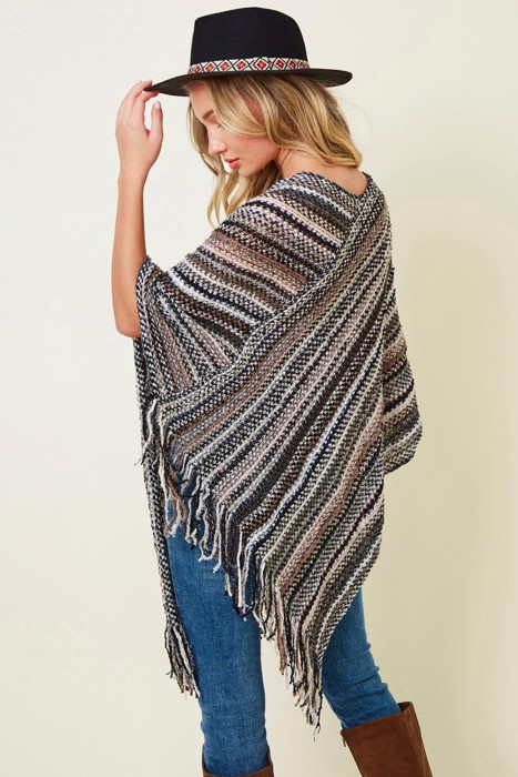 Multicolor Fringe Ponchos - 4 Styles