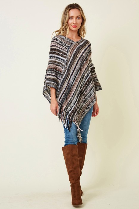 Multicolor Fringe Ponchos - 4 Styles