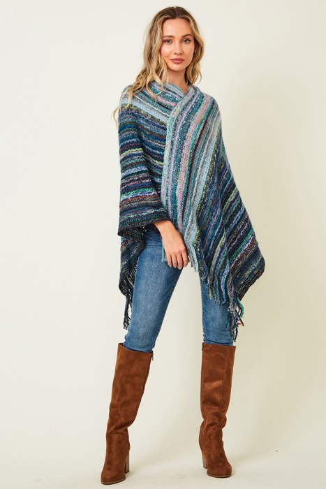 Multicolor Fringe Ponchos - 4 Styles