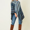 BLUE Multicolor Fringe Ponchos - 4 Styles