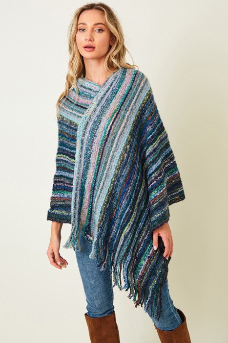 Multicolor Fringe Ponchos - 4 Styles