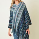 BLUE Multicolor Fringe Ponchos - 4 Styles