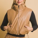  Faux Leather Puff Vest Camel - FREE SHIPPING