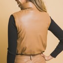  Faux Leather Puff Vest Camel - FREE SHIPPING