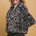  Leopard Print Faux Fur Jacket Black - FREE SHIPPING