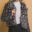  Leopard Print Faux Fur Jacket Black - FREE SHIPPING