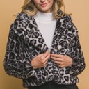  Leopard Print Faux Fur Jacket Black - FREE SHIPPING