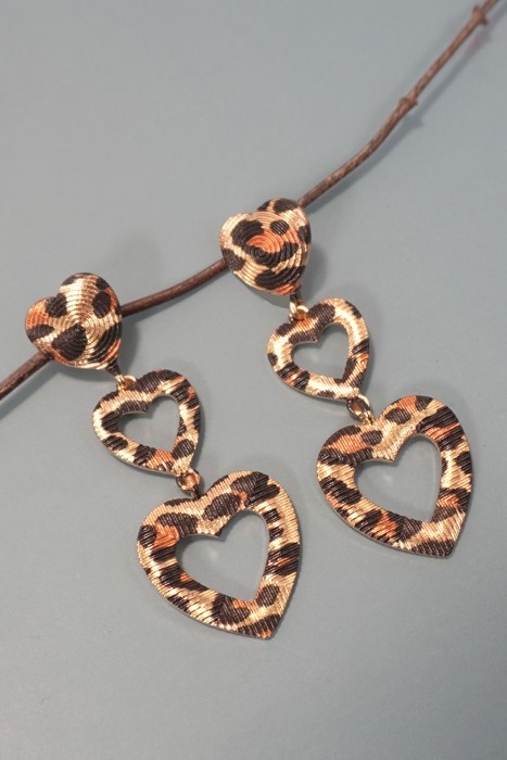 Leopard Heart Drop Earrings