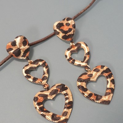 Leopard Heart Drop Earrings