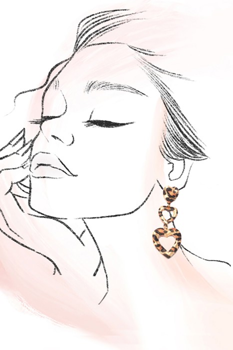 Leopard Heart Drop Earrings