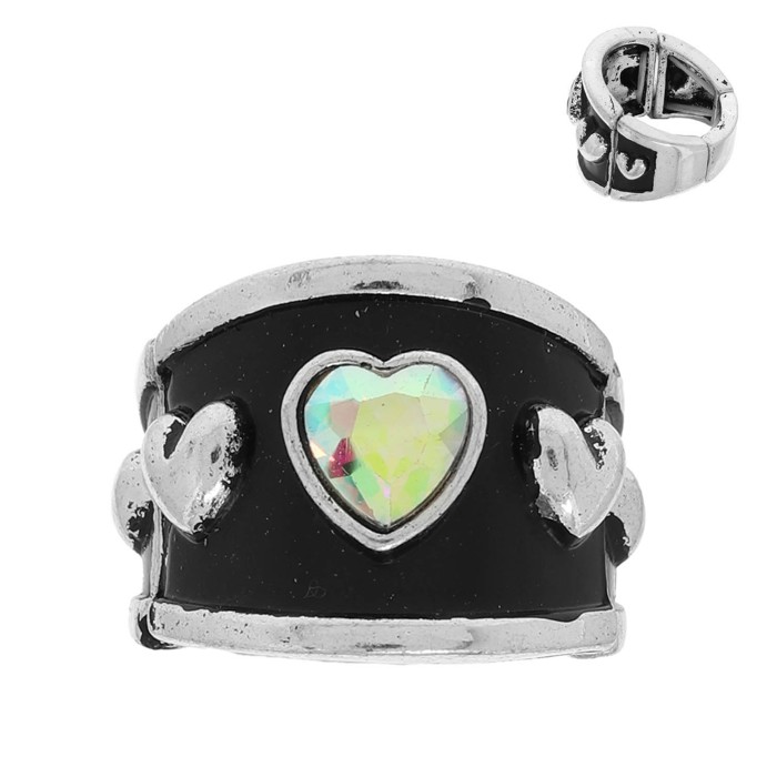 Western Dome Bubble Heart Stretch Ring