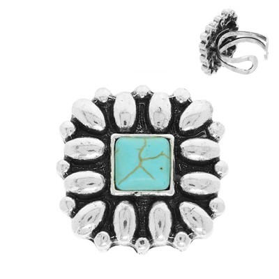 Western Floral Square Cuff Rings - Turquoise or Silver