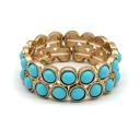  2 Line Turquoise Stone Stretch Gold Bracelet