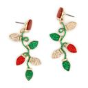 Glitter Christmas Lights Dangle Post Earrings - Red or Pink