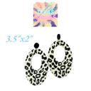  White & Black Leopard Wood Teardrop Earrings - FREE SHIPPING