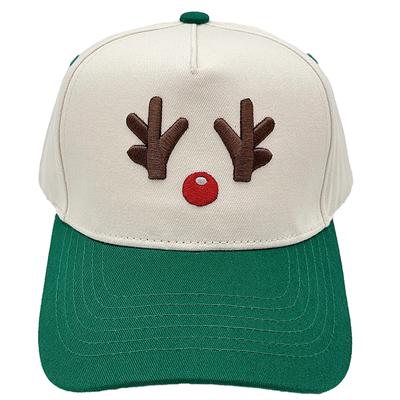  CHRISTmas Reindeer Embroidery Green Baseball Cap