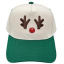   CHRISTmas Reindeer Embroidery Green Baseball Cap