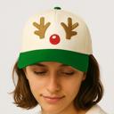   CHRISTmas Reindeer Embroidery Green Baseball Cap