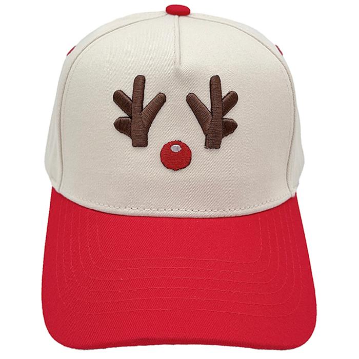    CHRISTmas Reindeer Embroidery Red Baseball Cap RED