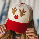     CHRISTmas Reindeer Embroidery Red Baseball Cap RED