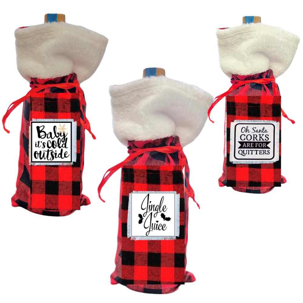 Sassy Holiday Wine Liquor Stocking Top Bags - FREE SHIPPING