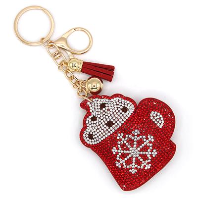 Christmas Puffy Rhinestone Cocoa Mug Bag Charm Keychain
