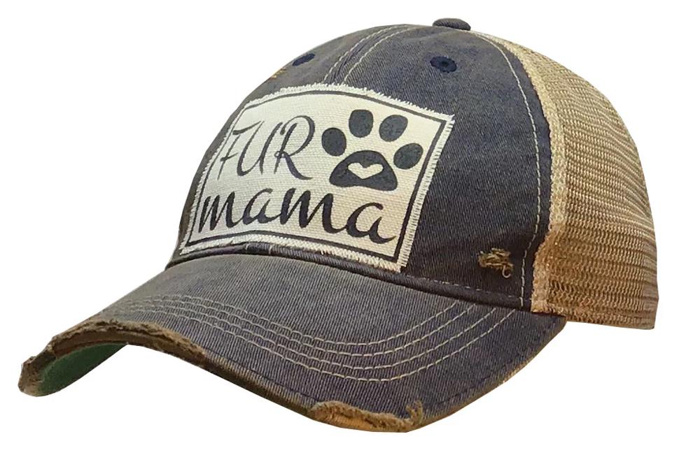 FUR MAMA DISTRESSED TRUCKER HAT