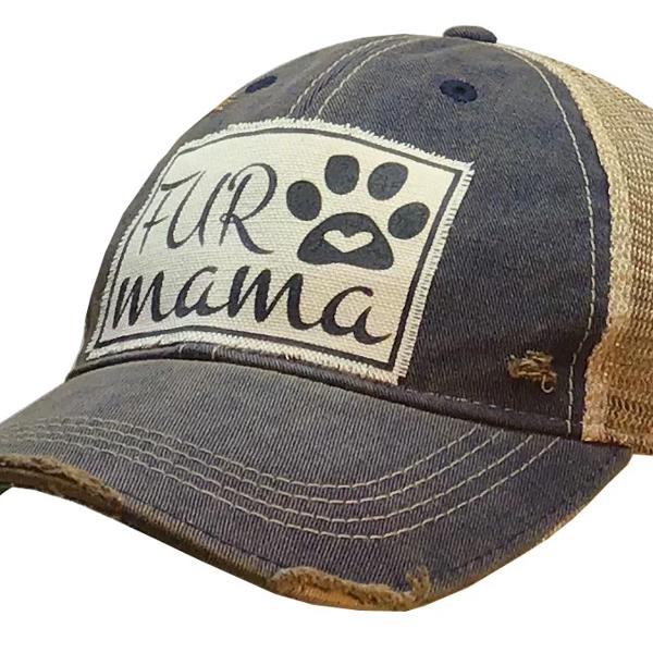 FUR MAMA DISTRESSED TRUCKER HAT