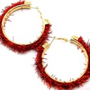 RED Holiday Hoop Tinsel Earrings