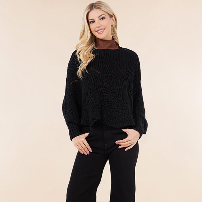 Super Cute Chenile Poncho Sweaters - Olive, White or Black