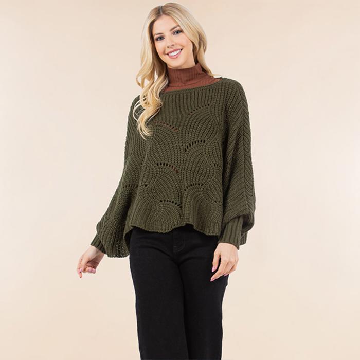 Super Cute Chenile Poncho Sweaters - Olive, White or Black